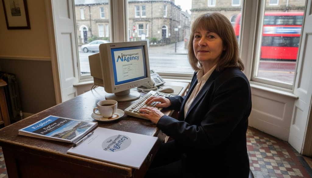 Hotel manager using AI system at small UK hotel