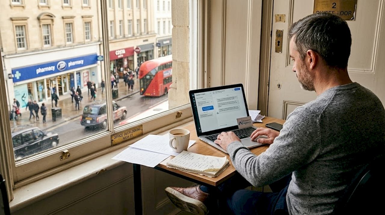 UK small business owner using AI automation tools