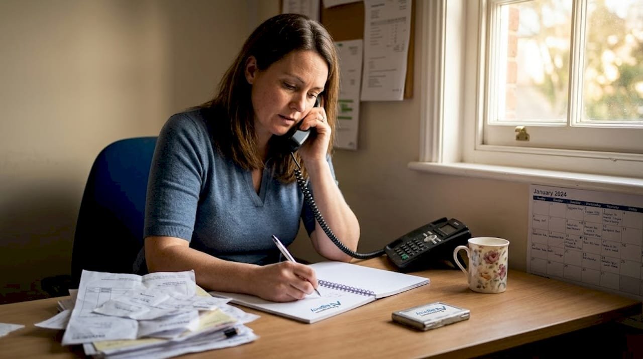 Business owner handling customer phone call
