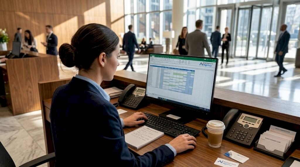 Hotel manager reviewing AI scheduled appointments