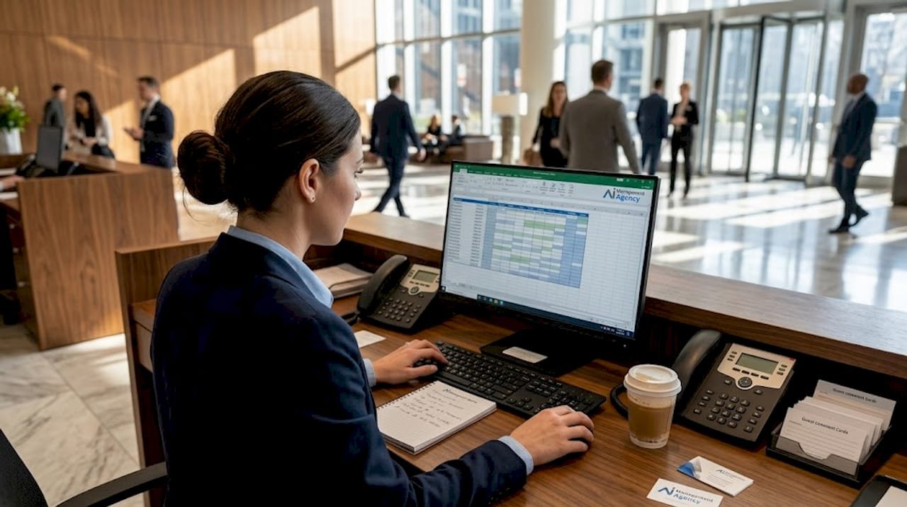 Hotel manager reviewing AI scheduled appointments