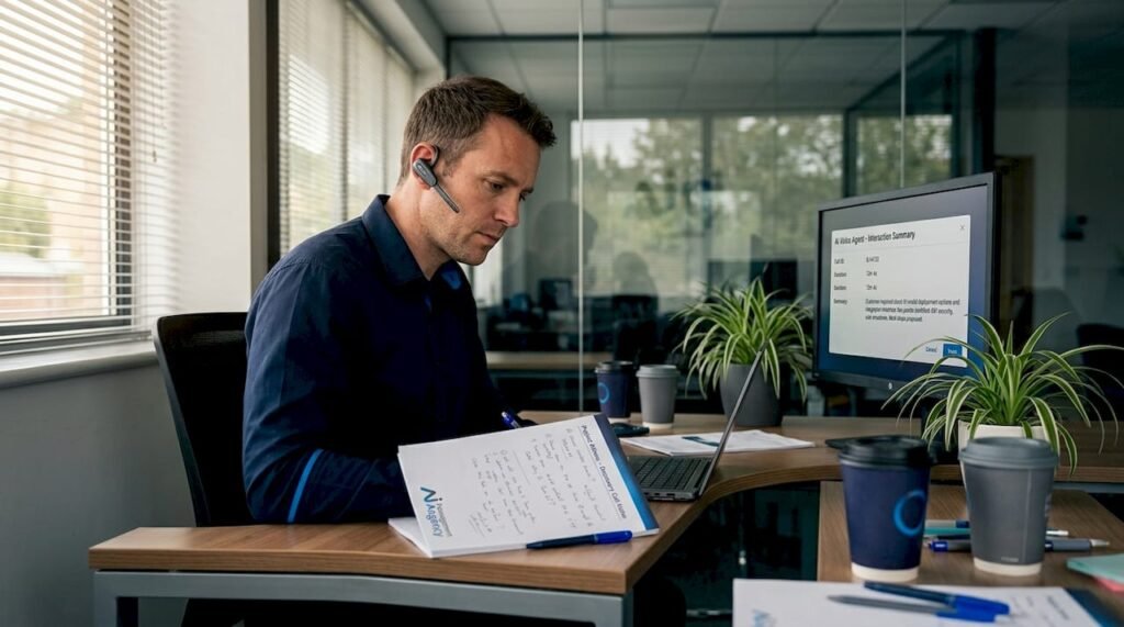 Man using AI for business call management