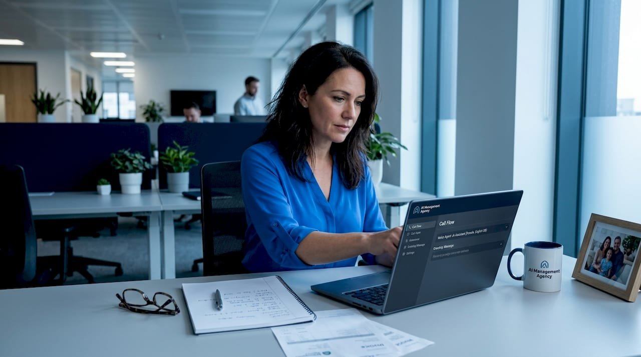 Business owner configuring AI call setup