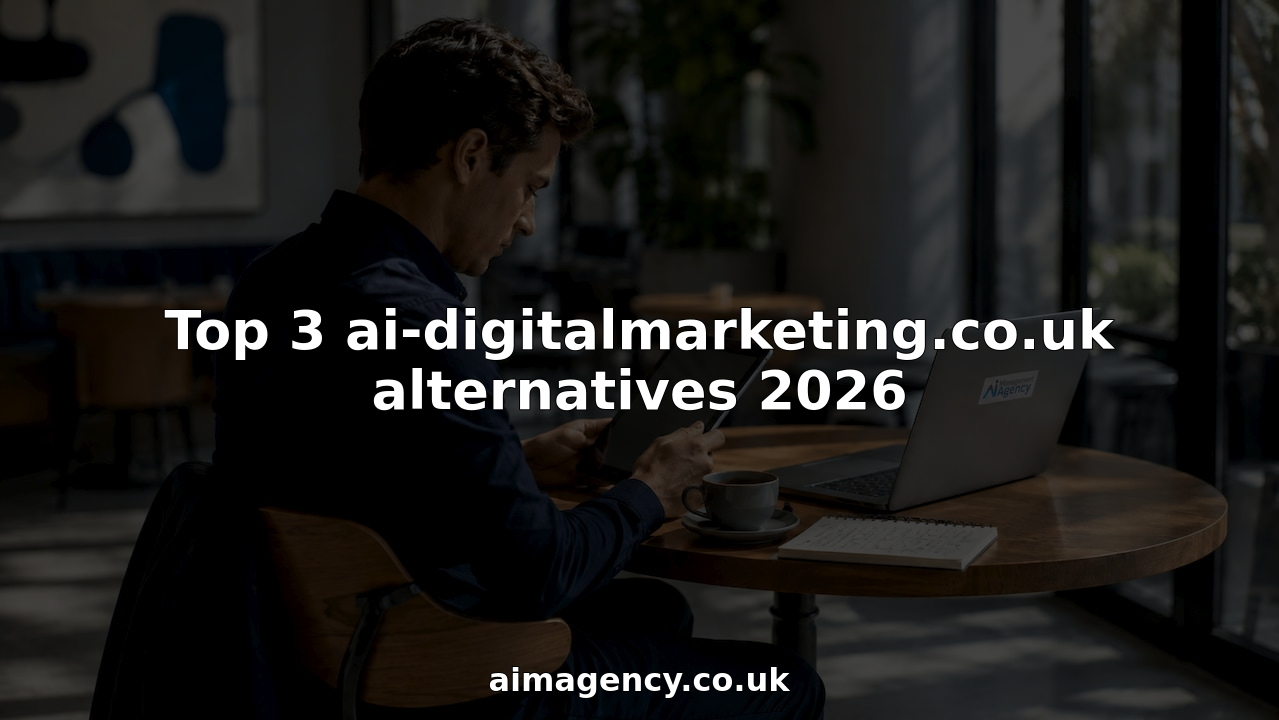 Person comparing AI marketing platforms with devices and documents