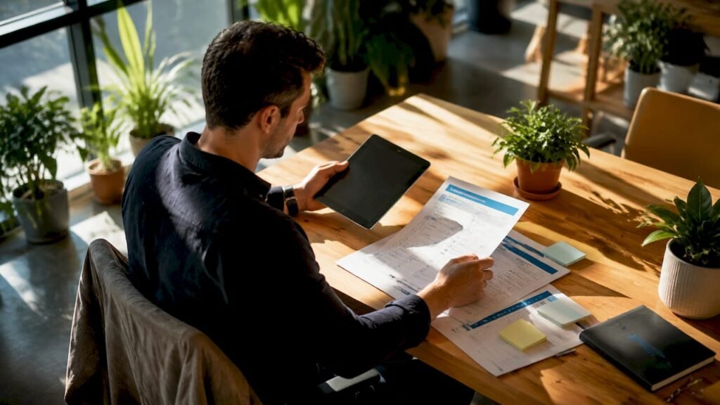 Project manager preparing AI agent onboarding materials